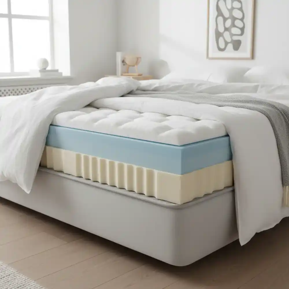 Cross section showing memory foam layers