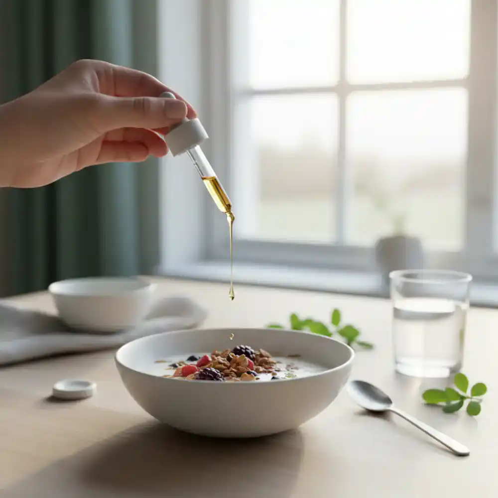 Adding supplement drops to a bowl